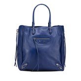 バレンシアガ ペーパー トートバッグ 357330 ブルー レザー レディース BALENCIAGA 【中古】